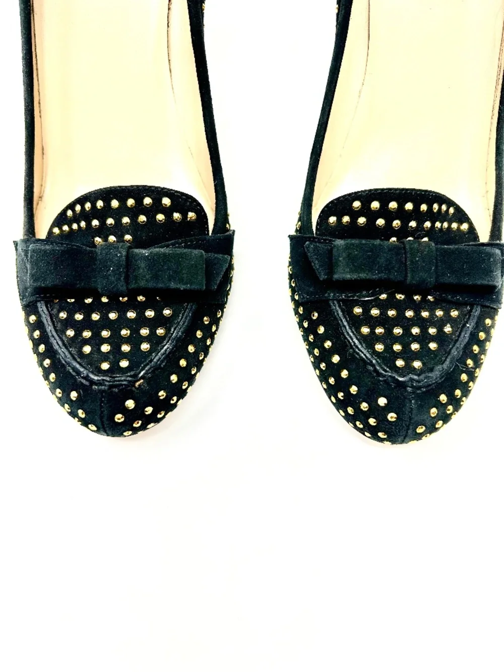 Valentino Garavani Black Suede Pumps with Gold Studs Size 40/US 10 Luxury!